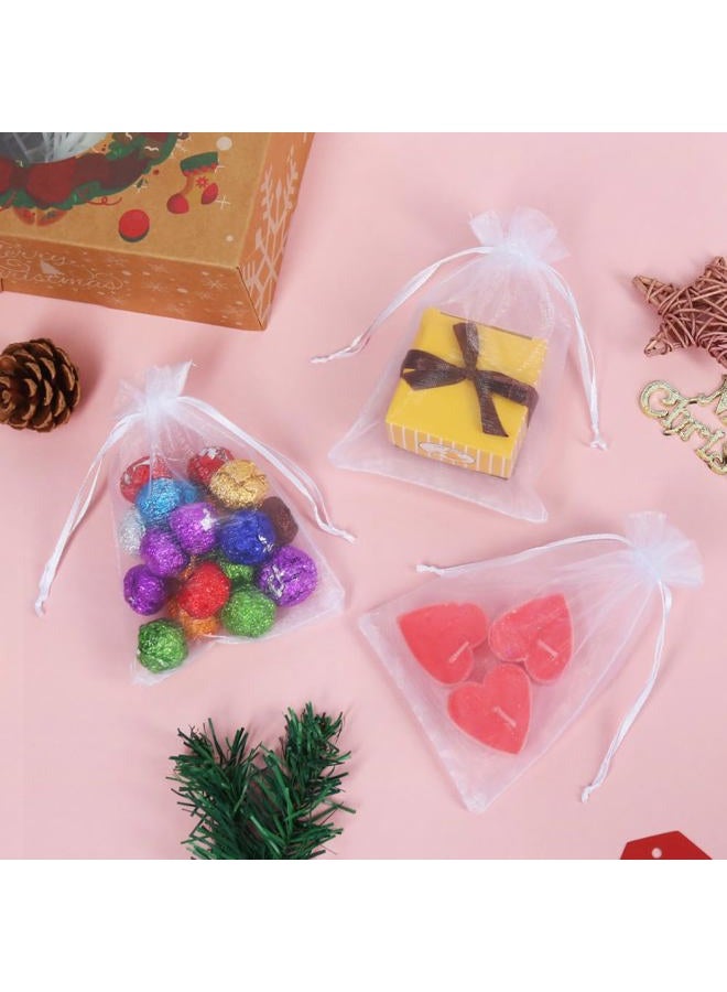 HRX Package 100pcs White Organza Bags, 4x6 inch Mesh Bags Drawstring Gift Bags Jewelry Pouches for Candy Wedding Favors Christmas - Image 5