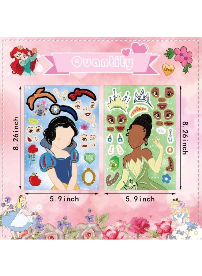 24PCS Make a Face Stickers, Princess Theme Stickers Book Crafts for Kids, DIY Party Supplies Favors Make Your Own Stickers, Mixed and Matched with Different Designs Characters for Birthday Gifts Rewar - Image 3