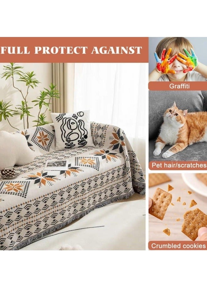 Optico Couch Cover Blanket, Boho Sofa Cover Sofa Couch Slipcover Couch Protector Sofa Throws Cover Blanket Machine Washable for Living Room Home Decor  (Maple Leaf, 180 x 230CM) - Image 3