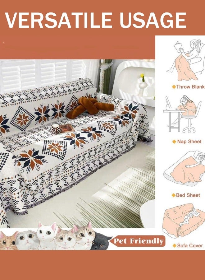 Optico Couch Cover Blanket, Boho Sofa Cover Sofa Couch Slipcover Couch Protector Sofa Throws Cover Blanket Machine Washable for Living Room Home Decor  (Maple Leaf, 180 x 230CM) - Image 4