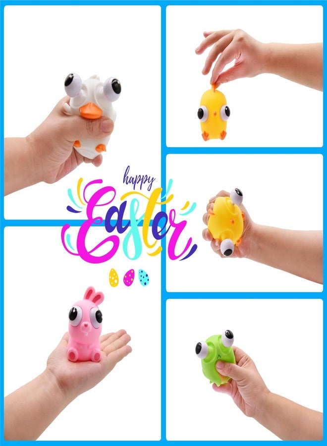 Howzcci 4 Pack Easter Squeeze Out Eyes Toys, Bunny Chick Duck Frog Squeeze Toys for Kids Girls Boys Easter Basket Stuffers Party Favors Gifts - Image 4