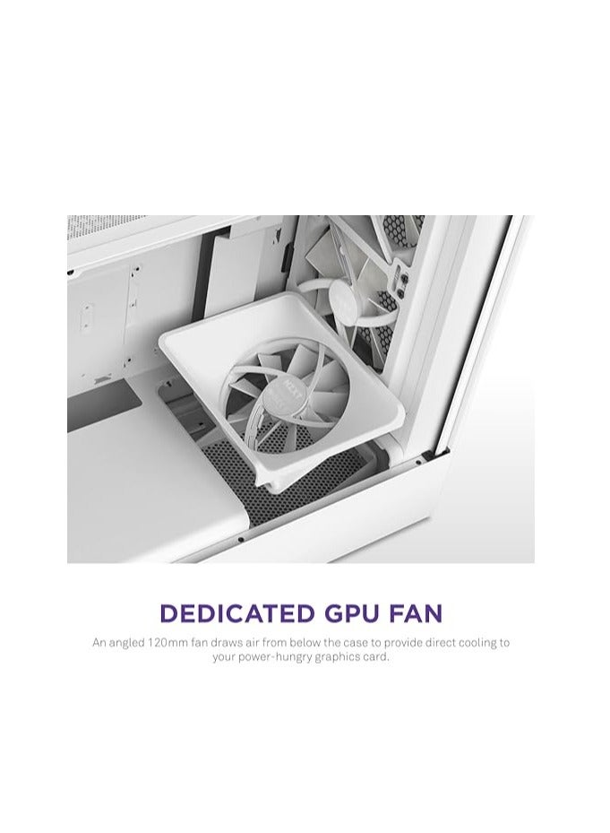 NZXT NZXT H5 Flow RGB Compact ATX Mid-Tower PC Gaming Case – High Airflow Perforated Front Panel – Tempered Glass Side Panel – Cable Management – 2 x F140 RGB Core Fans – 280mm Radiator Support – White  - Image 5
