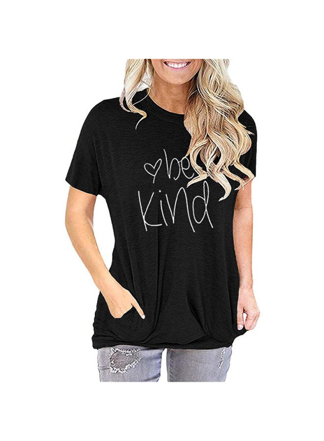 Ladies Pocket Jacket Letter Printing Loose Round Neck Short Sleeve T-shirt Outlet