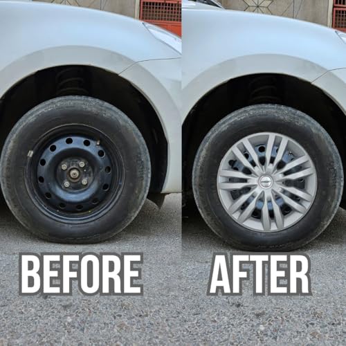 PRIGAN Wheel Cover for Maruti DZIRE (All VARIANTS) 14 Inch Silver Wheel Cap (Available in 14 Inch) (Set of 4 Pcs) (Press Fitting) Model- DZR T4 Silver-14 - Image 3