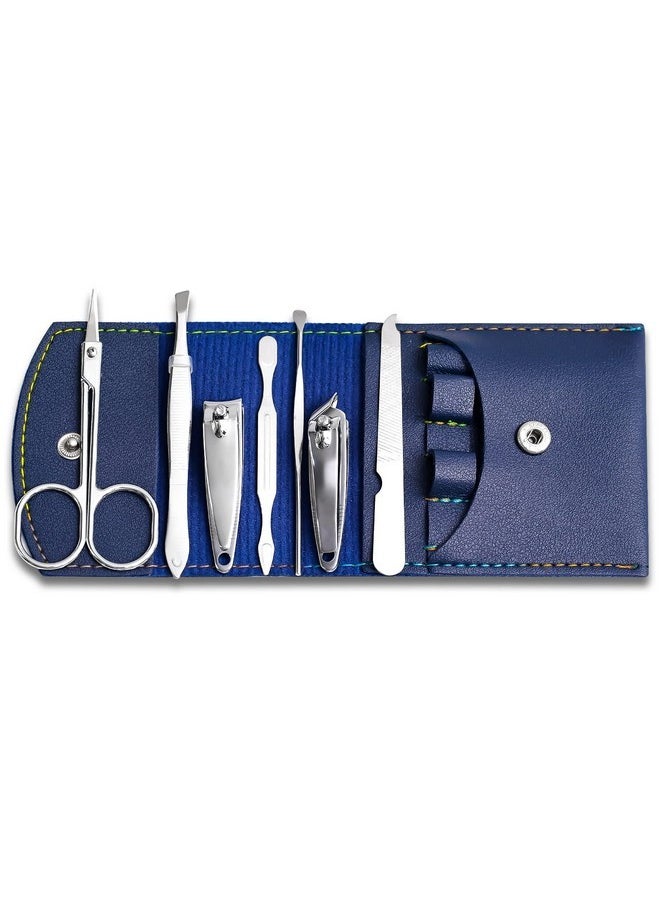 Onnea fashion - Manicure Set, Nail Care 7Pcs Professional Mens Grooming Travel Kit,Pedicure Tools Clipper Set Nail Tech Supplies Classic Unisex Pu Leather Case For Thick Nails Men Women Gift - Image 1