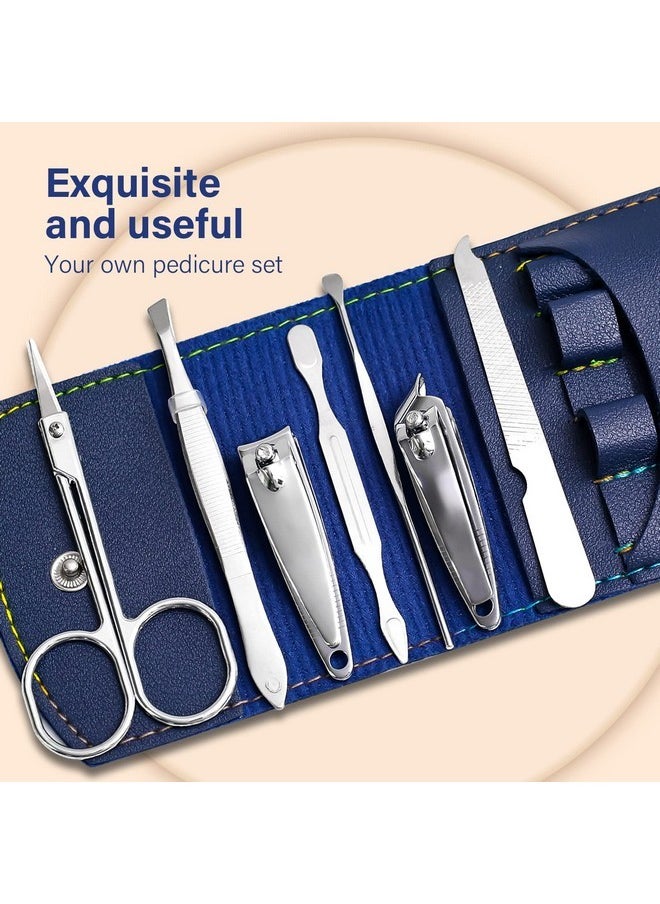 Onnea fashion - Manicure Set, Nail Care 7Pcs Professional Mens Grooming Travel Kit,Pedicure Tools Clipper Set Nail Tech Supplies Classic Unisex Pu Leather Case For Thick Nails Men Women Gift - Image 1