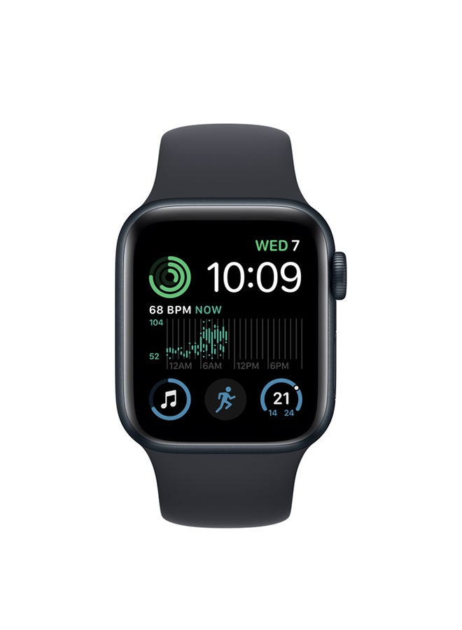 ابل  ساعة SE GPS (Gen2) هيكل من الألومنيوم مقاس 44 ملم مع حزام رياضي منتصف الليل لون سماء الليل (إصدار 2022) - Image 2