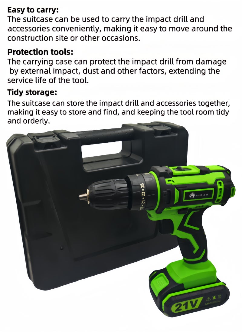 nihao - 80N Pure Copper Motor Power Drill, IPX5 Dustproof and Waterproof Electric Drill Set with LED, 2 *21V Lithium Battery Fast Charging, 25 Gears of Torque, High and Low 2 Speeds, 3 Mode Switch Freely - Image 1