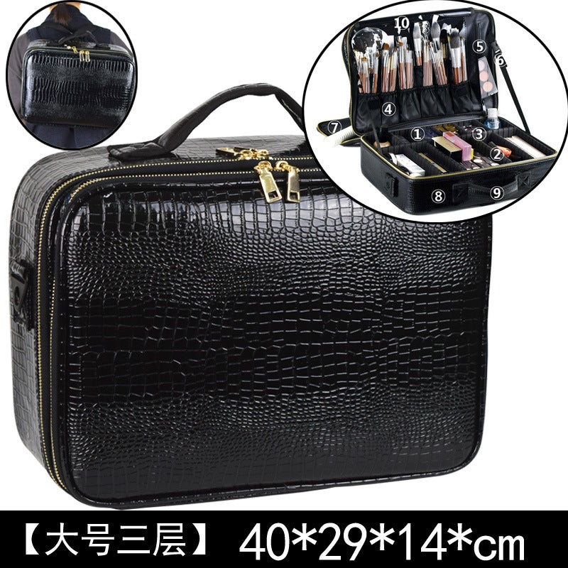 general Large Multi-Layer Makeup Organizer Bag with Partition for Cosmetics and Beauty Tools - Image 5
