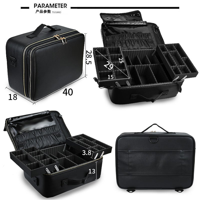 general Large Multi-Layer Makeup Organizer Bag with Partition for Cosmetics and Beauty Tools - Image 1