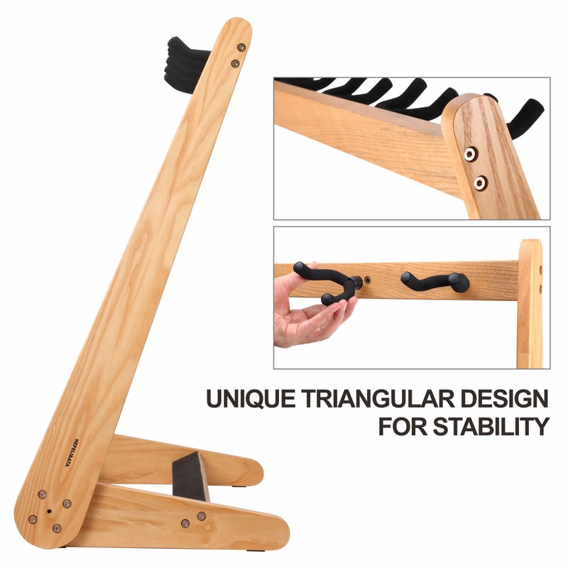 Nefelibata Multi-Purpose Guitar Stand 5 Stands Wooden Guitar Stand Floor Stand for Guitars and Cases, Electric Guitars, Acoustic Guitars, Bass Guitars, Cellos - German Ash-Log - Image 4