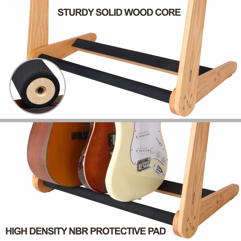 Nefelibata Multi-Purpose Guitar Stand 5 Stands Wooden Guitar Stand Floor Stand for Guitars and Cases, Electric Guitars, Acoustic Guitars, Bass Guitars, Cellos - German Ash-Log - Image 5