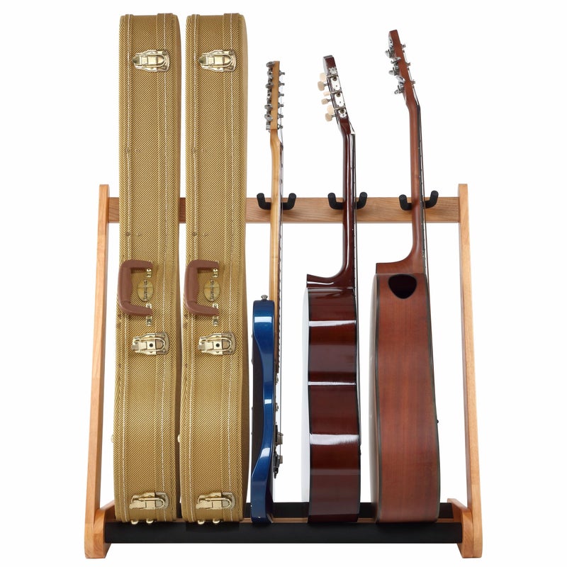 Nefelibata Multi-Purpose Guitar Stand 5 Stands Wooden Guitar Stand Floor Stand for Guitars and Cases, Electric Guitars, Acoustic Guitars, Bass Guitars, Cellos - German Ash-Log - Image 1