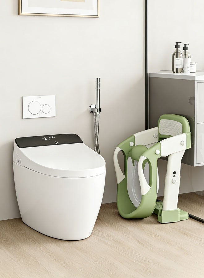 Solerconm 3 in 1 Potty Training Seat with Step Stool Ladder, Foldable Toddler Toilet Training Seat with Urinal, Splash Guard, Handles & Anti-Slip Pad for Boys & Girls, Green - Image 3