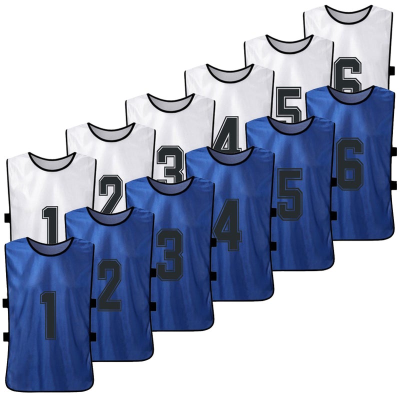 12 PCS Adults Soccer Pinnies 2 Colors Quick Drying Football Team Jerseys Youth Sports Scrimmage Soccer Team Training Numbered Bibs Practice Sports Vest - Image 1