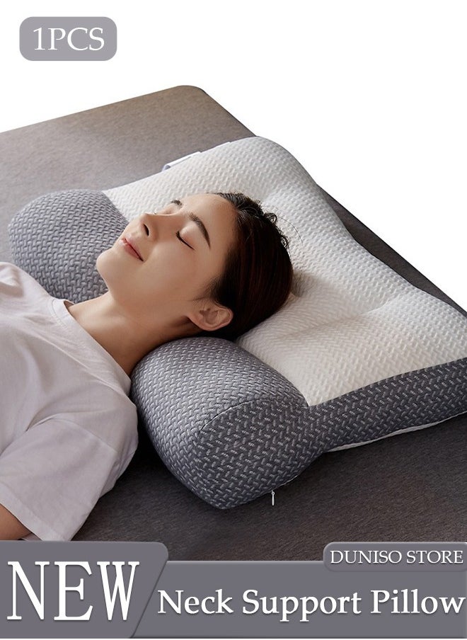DUNISO 1PCS Super Comfort Ergonomic Pillow for Neck Head and Shoulder Pain Relief Contour Support Pillows for Bed Sleeping Orthopedic Cervical Spine Stretch Pillow for Side Back Stomach Sleeper  - Image 1