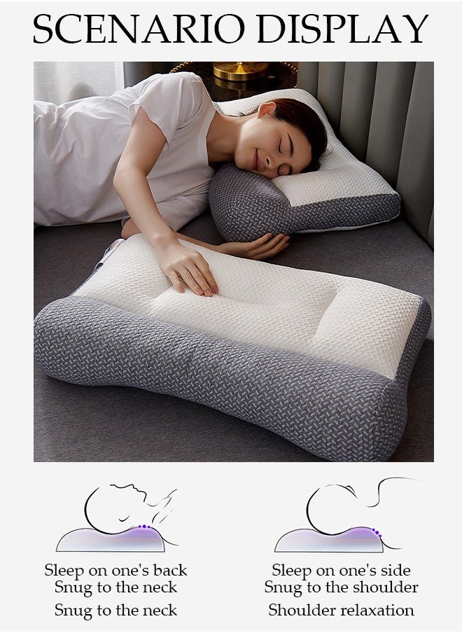 DUNISO 1PCS Super Comfort Ergonomic Pillow for Neck Head and Shoulder Pain Relief Contour Support Pillows for Bed Sleeping Orthopedic Cervical Spine Stretch Pillow for Side Back Stomach Sleeper  - Image 4