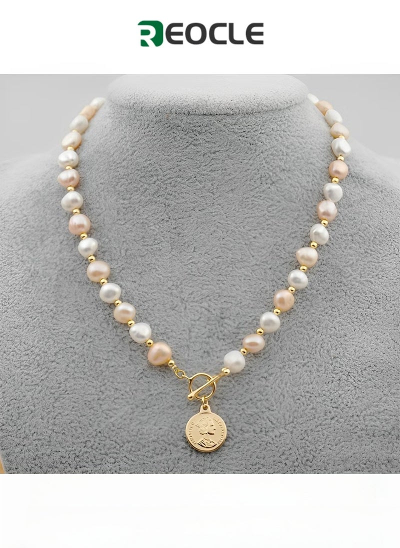 REOCLE Women's Pearl Necklaces Vintage Faux Pearl Choker Necklaces with Dainty Toggle Clasp Simple Pearl Jewelry for Girls as Wedding & Birthday & Bridesmaid Gifts  - Image 1