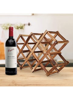 Hometaste Wood Wine Storage Racks Countertop, 10 Bottle Wooden Stackable Wine Cellar Racks, Foldable Tabletop Free Standing Wine Display Shelf For Home Kitchen Bar Cabinets (10 Bottles Rack (Brown))
