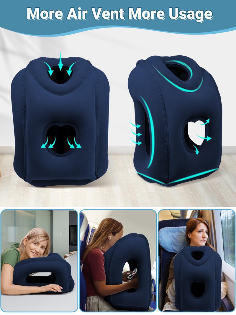 Maliton Inflatable Travel Pillow for Airplane Comfortable Sleeping to Relieve Neck and Shoulder Pain, Support Head Inflatable Pillow for Long Flights, Used for Airplanes, Cars, Trains, Office(Blue) - Image 5