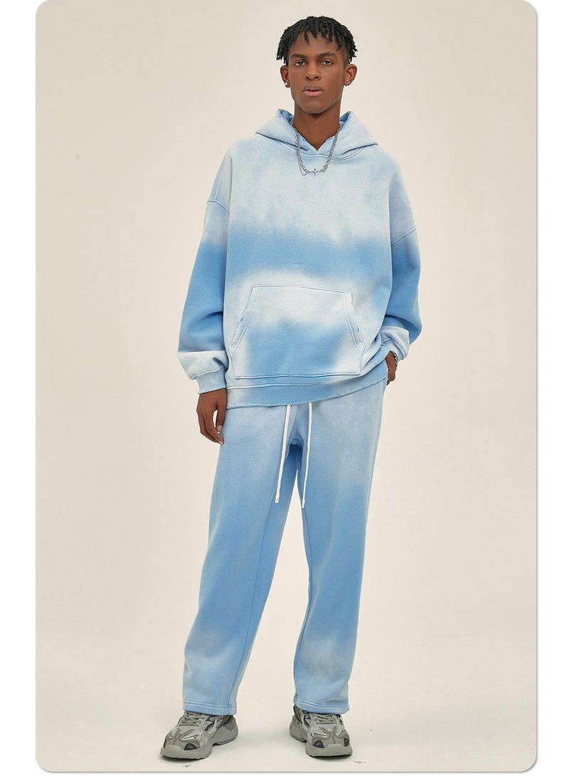 NIBEMINENT Autumn and Winter Washing Spray Dyeing Baggy Hoodies Distressed Hip Hop Gradient Men's and Women's  Hooded Sweatshirts - Image 2