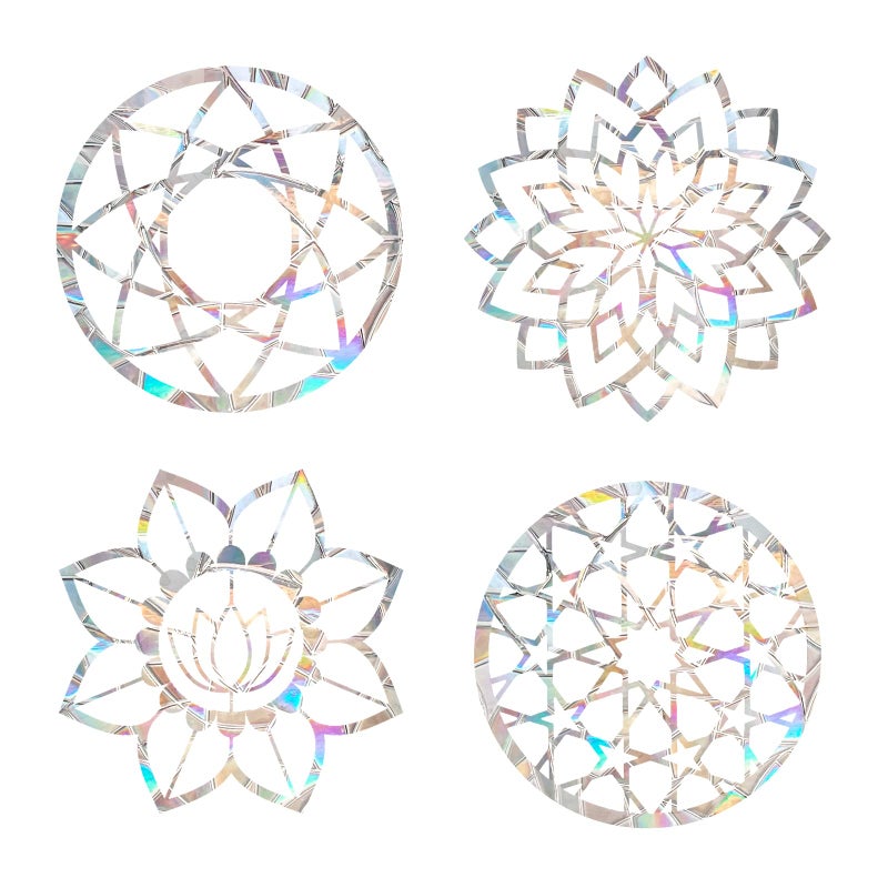 EACILLES Mandala Static Window Clings  Anti Collision Decals for Bird Strikes Glass Awareness Set of 8