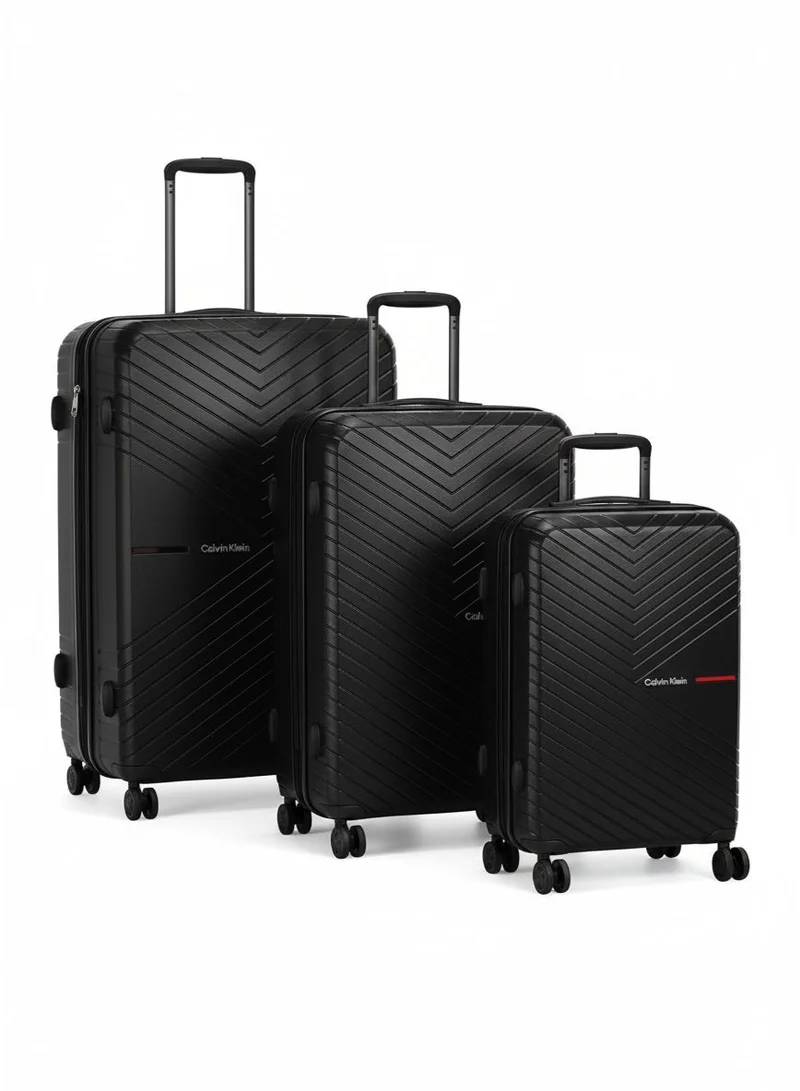 CALVIN KLEIN Calvin Klein Sustain 2.0 3-Piece Hardsided Luggage Set on Wheels for Unisex | Ultra Lightweight ABS with Spinner Wheels 4 Color Black