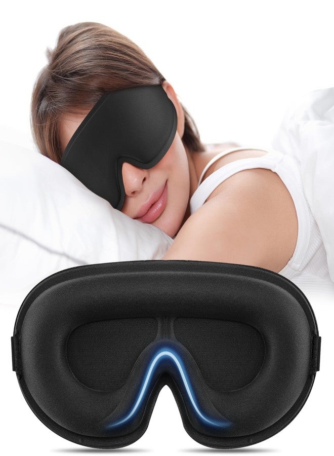 Meliya Sleep Eye Mask for Side Sleeper Women Men, 3D Sleeping Mask No Eye Pressure 100% Blackout Night Blindfold Soft Eye Shade Cover for Travel, Nap (Black) - Image 1