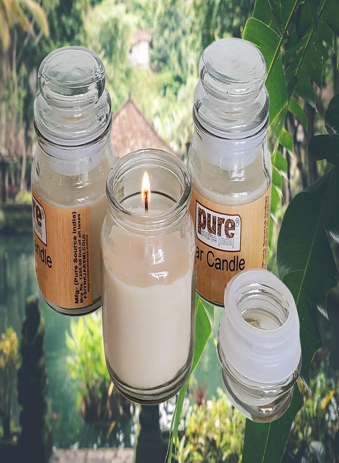 بيور سورس انديا شموع بيور سورس إنديا في برطمانات شمعية، بدون رائحة، (مجموعة من 3 شموع بيضاء) - Image 4