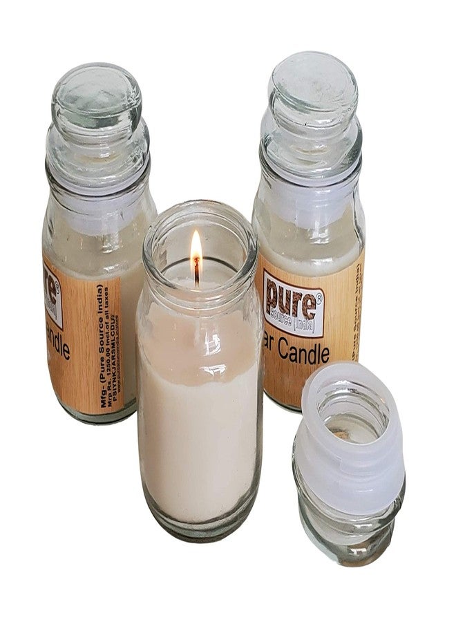 بيور سورس انديا شموع بيور سورس إنديا في برطمانات شمعية، بدون رائحة، (مجموعة من 3 شموع بيضاء) - Image 1