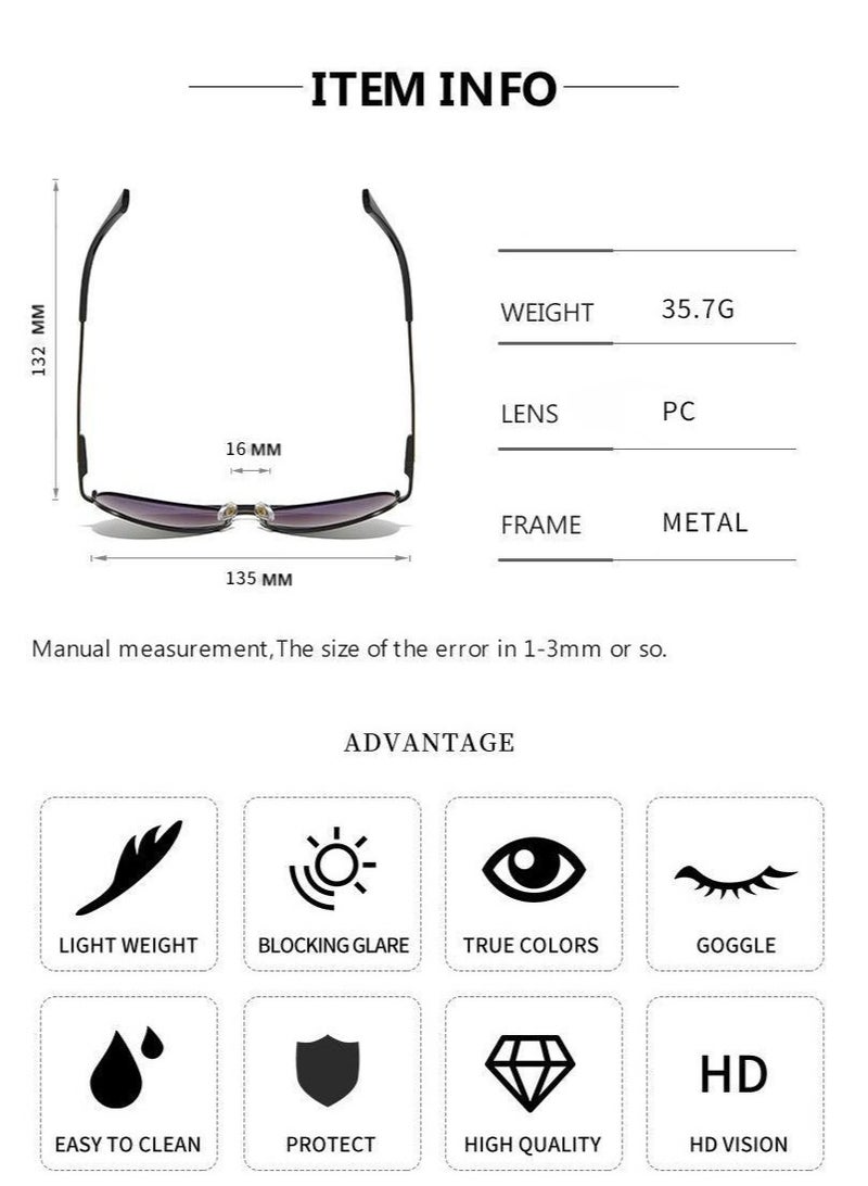بوليس نظارات شمسية كلاسيكية للطيارين بعدسات بولاريزد، نظارات Cycling، للرجال أثناء القيادة والصيد والجري مع حماية UV 400، نظارات شمسية بإطار أسود وذهبي أسود - Image 4