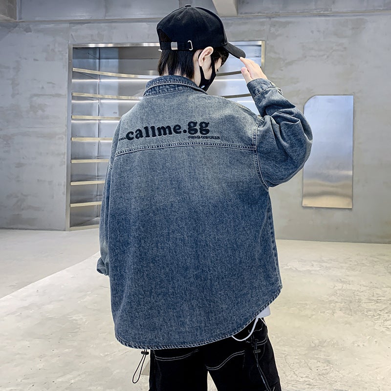 Boys' Denim Shirt Jacket Middle-Big Boys Spring Fashionable Jacket - Image 5