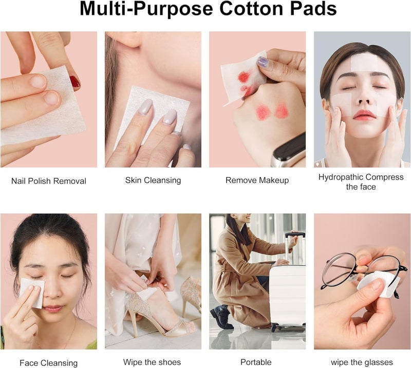 MEPOINT Makeup Cotton Pads, Facial Eye Makeup Remover Pads, Natural Premium Square Cotton Puff, Double-Side Save Water Soft Gentle Makeup Tools 500 Pcs - Image 5
