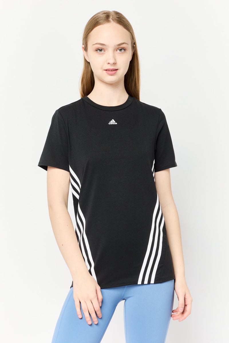 Adidas تي شيرت رياضي نسائي بأكمام قصيرة مناسب في الهواء الطلق، أسود - Image 1