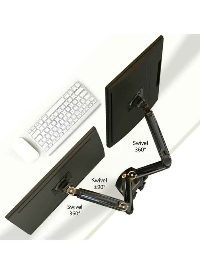 NB F160-FP Dual Arm Gas Spring Mount for Monitor & Laptop || Adjustable Full Motion Desk Mount for 17-27 Inch Monitor & 10-17 Inch Laptop – Tilt, Swivel, Rotate || Ergonomic Space-Saving Setup | VESA Compatible Stand for Home & Office Use  - Image 3