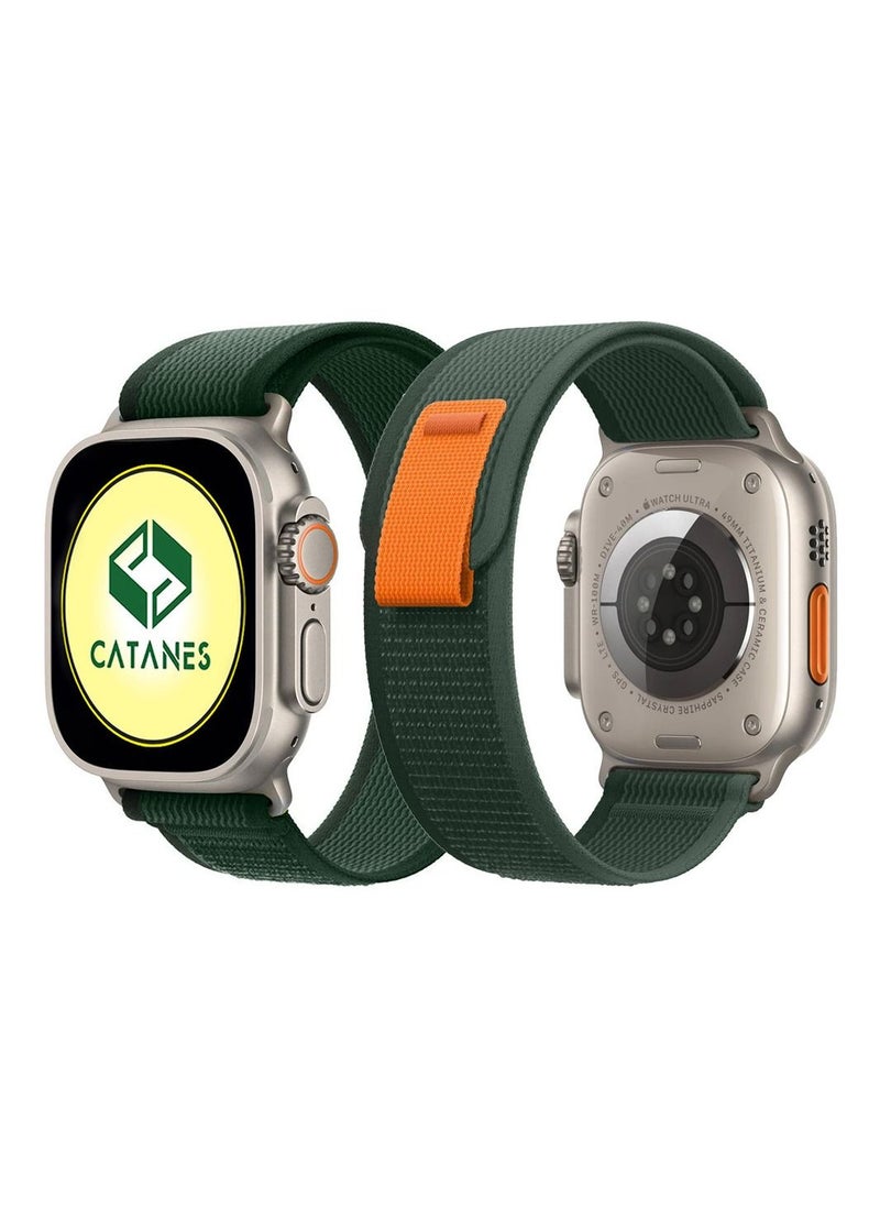 CATANES - Apple Watch adhesive Trail Band 49mm 45mm 44mm 42mm Nylon Strap for iWatch Series Ultra/8/7/SE/6/5/4/3/2/10 Navy Green - Image 1