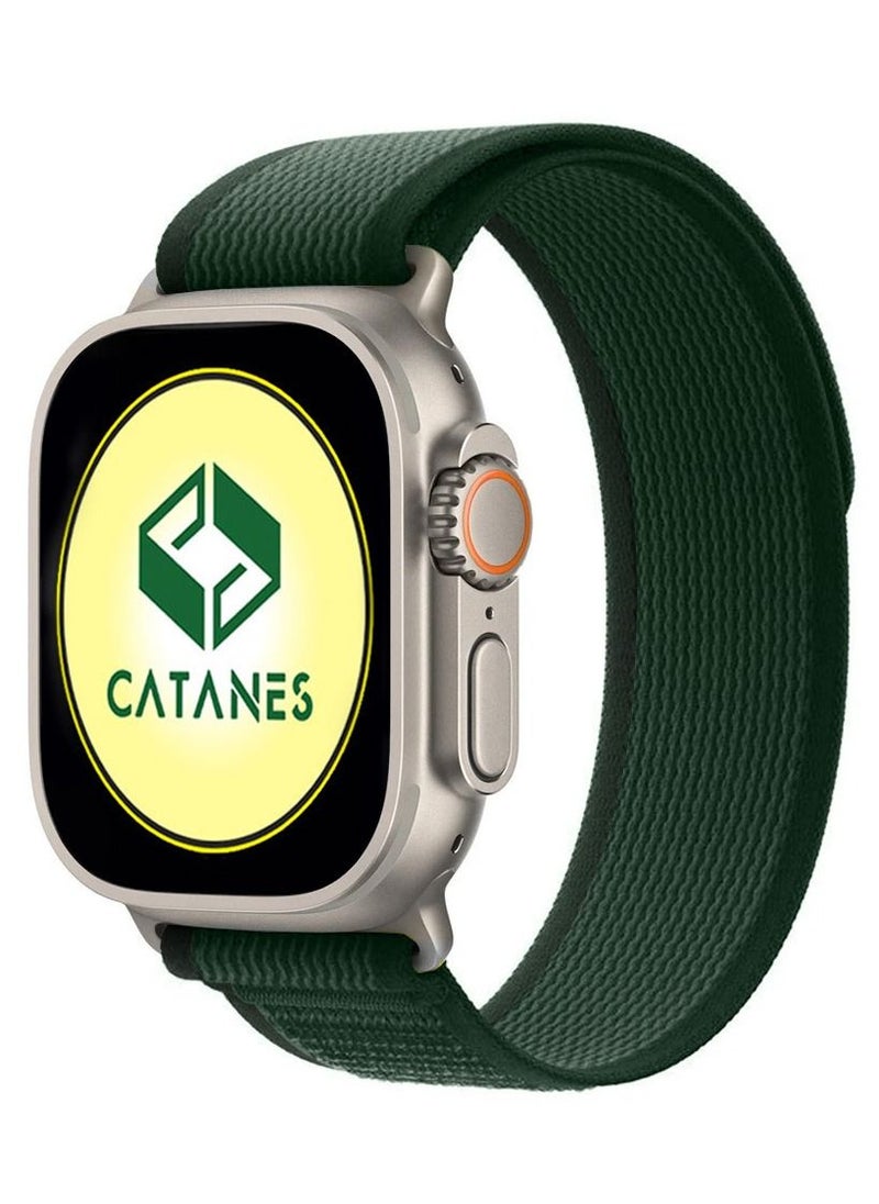 CATANES - Apple Watch adhesive Trail Band 49mm 45mm 44mm 42mm Nylon Strap for iWatch Series Ultra/8/7/SE/6/5/4/3/2/10 Navy Green - Image 1