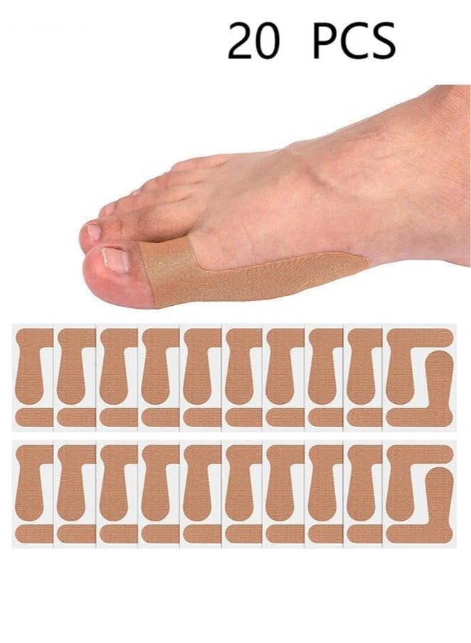 20 Pairs Big Toe Valgus Orthotics Bunion corrector，for overlapping Toes, Self-Adhesive Toe Brace Big Toe Straighteners, Breathable Toe Corrector Big toe valgus orthotics - Image 1