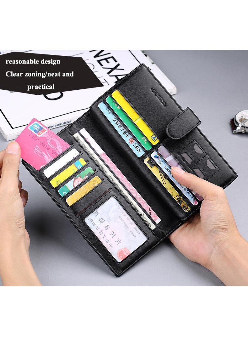 ويليامبولو محفظة طويلة للرجال ويليام بولو ، طبقة أعلى من جلد البقر ، حقيبة يد متعددة الوظائف للرجال ذات القدرة الكبيرة ، محفظة جلدية على غرار الأعمال العادية - Image 3