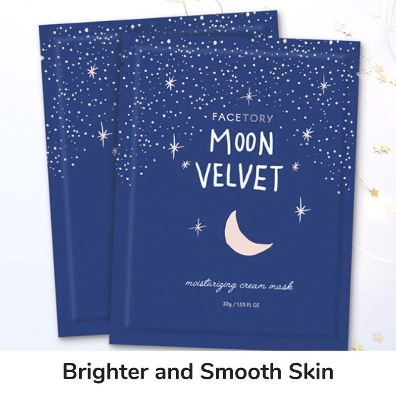 FACETORY K Beauty Face Mask Skin Care - MOON VELVET MOISTURIZING Sheet Mask with Sodium Hyaluronate & Shea Butter Cream | Moisturizing Cream Mask (5 Pack) - Image 5