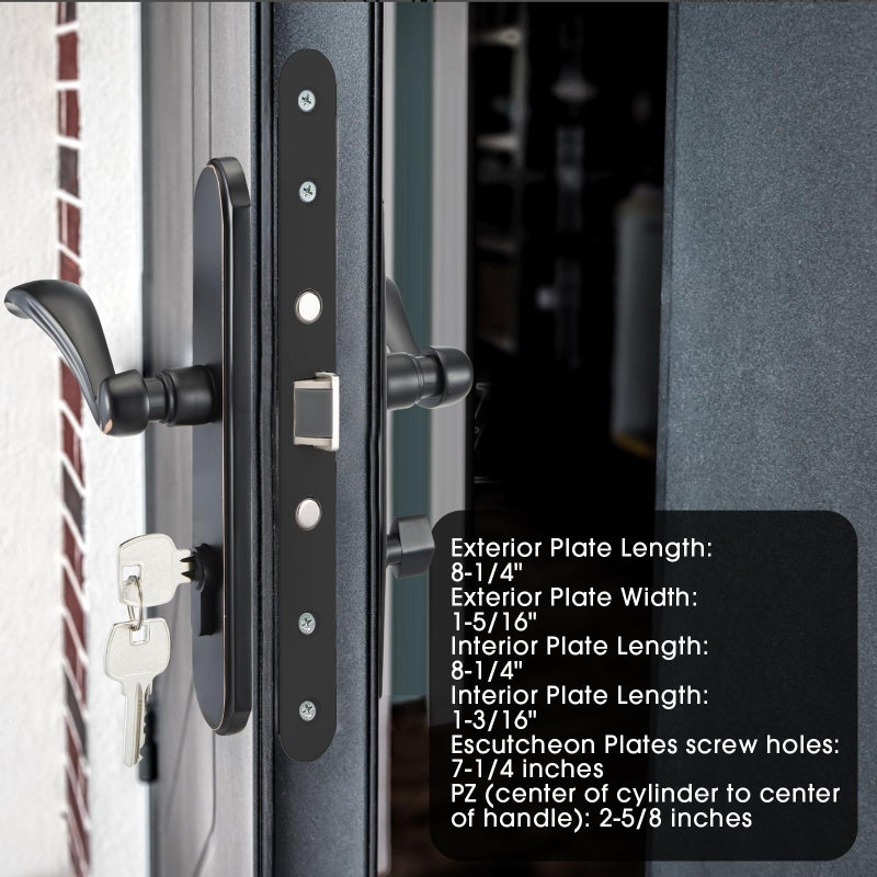 Hausun Storm Door Handle Set Replacement Kit With 2 Point Mortise Lock And Key Security Door Keyed Lever Handle Fits For Pella Or Larson Storm Door (Oil Rubbed Bronze) - Image 3