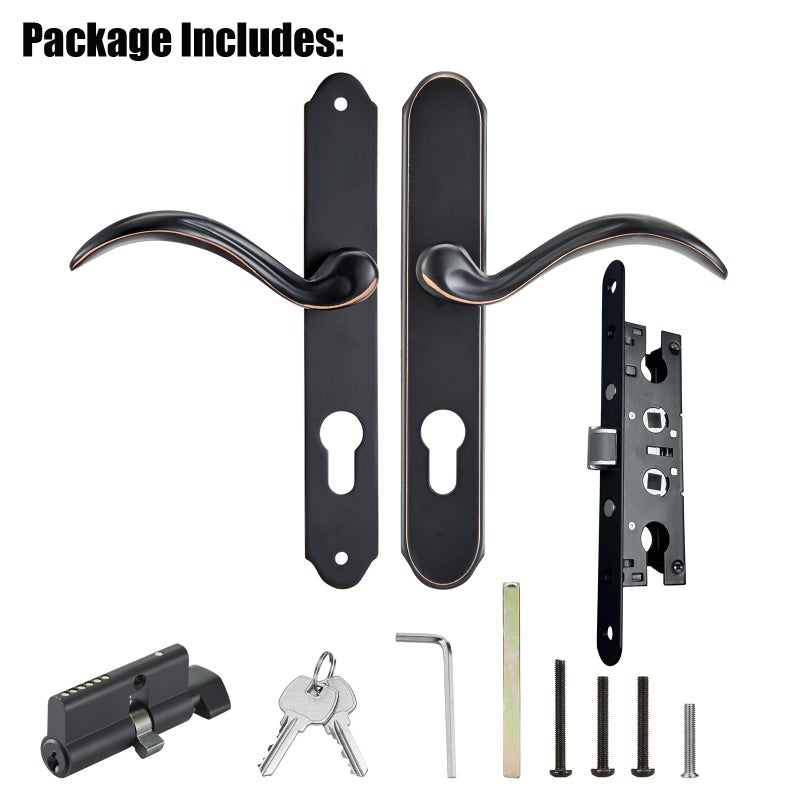 Hausun Storm Door Handle Set Replacement Kit With 2 Point Mortise Lock And Key Security Door Keyed Lever Handle Fits For Pella Or Larson Storm Door (Oil Rubbed Bronze) - Image 2