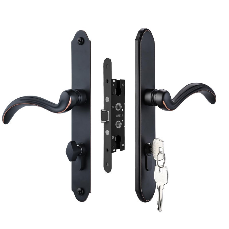 Hausun Storm Door Handle Set Replacement Kit With 2 Point Mortise Lock And Key Security Door Keyed Lever Handle Fits For Pella Or Larson Storm Door (Oil Rubbed Bronze) - Image 1