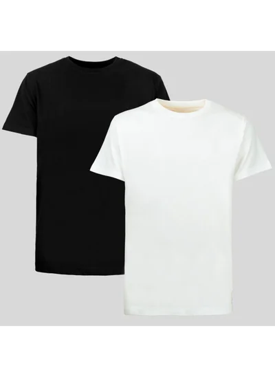 Four Man 2 Pieces Men's 100% Cotton Standard Pattern Non-Wrinkle Plain Color Basic T-Shirt