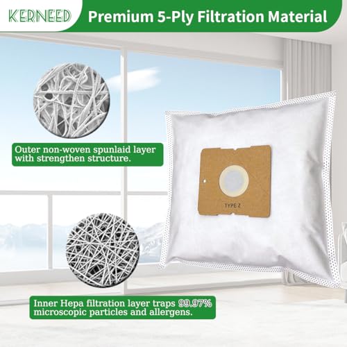 Kerneed 8 Pack Type Z HEPA Vacuum Bags for Riccar Moonlight, Pizzazz, Sunburst & Simplicity Jill, Jack, Snap Vacuum Cleaners, Part RZH-6/SZH-6 - Image 4