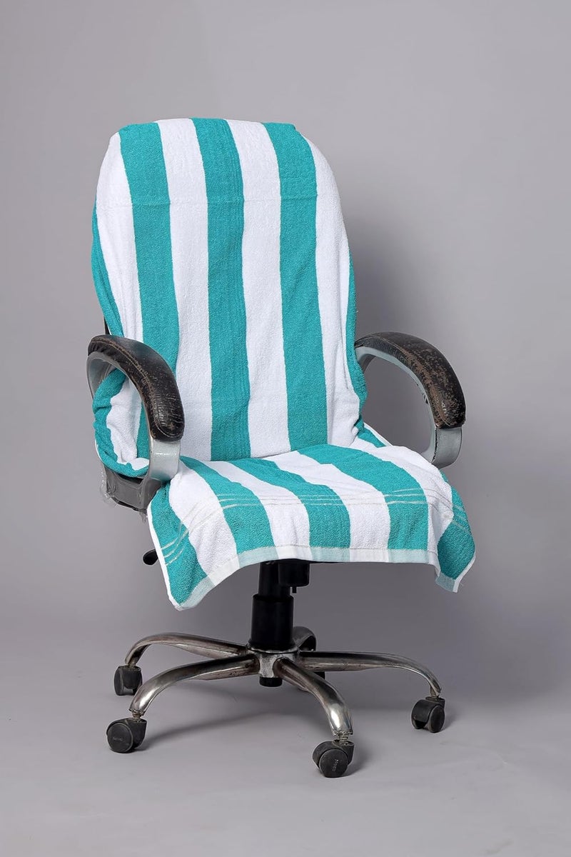 DRYHUG 250 GSM Full Size Pack of 1pcs Cotton Chair Protector/Towel/Cover with Tie Knot (Green White Colour) (Pack of 1) - Image 4