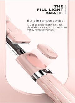 M MIAOYAN Extension-type Mobile Bluetooth Selfie Stick with Fill-In Light Pink  - Image 4