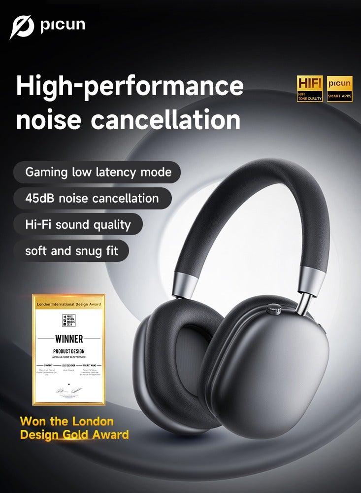 Picun F5 Wireless Gaming Headset Bluetooth Headphones Active Noise Cancelling with Built-in Mic Deep Over Ear Headset - Image 2