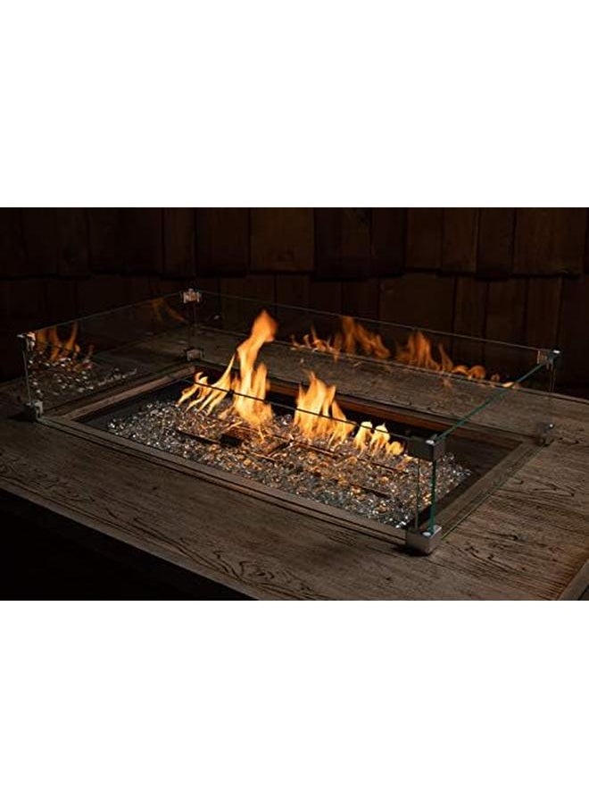 Fire Sense - Fire Pit Wind Guard Rectangle Clear Glass 32.5” L X 17.75” W X 6.25” H Tempered Glass For Propane Gas Fire Pits And Patio Heaters - Image 1