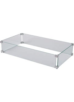 Fire Pit Wind Guard Rectangle Clear Glass 32.5” L X 17.75” W X 6.25” H Tempered Glass For Propane Gas Fire Pits And Patio Heaters